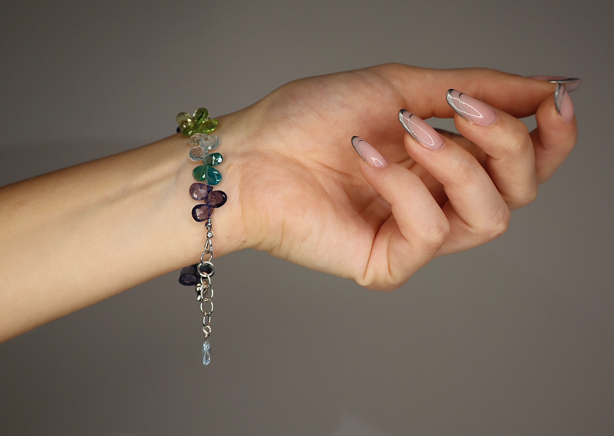 Bracciale con Gocce arcobaleno-colori freddi - immagine 3