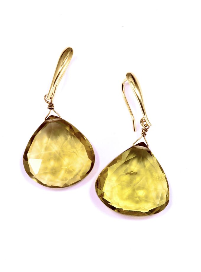 Orecchini con gocce di Citrino Lemon degli Urali
