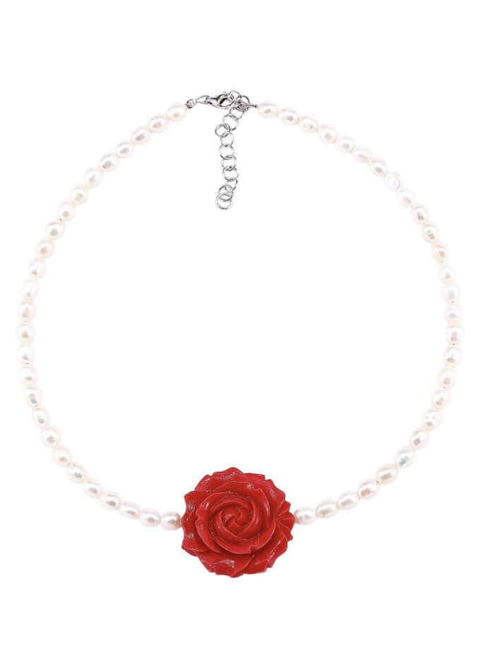 Girocollo di Perle con rosa