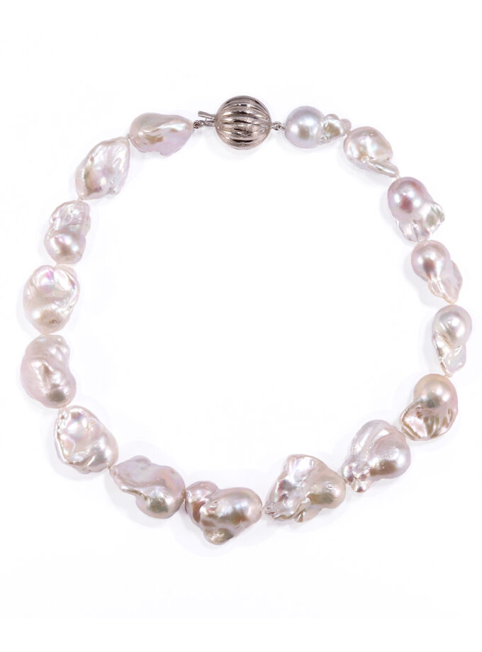 Collana di Perle Giganti Barocche - chiusura sferica