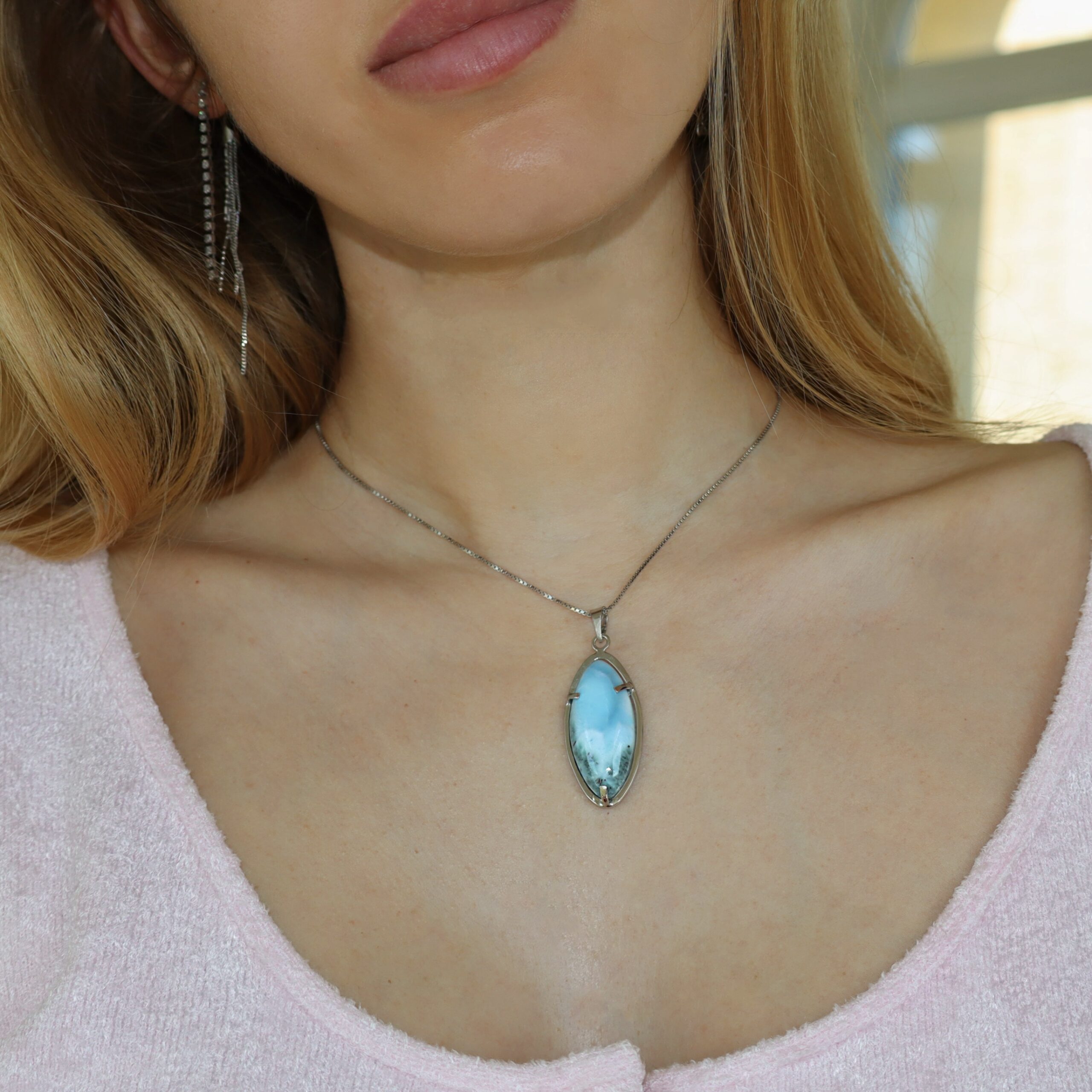 Pendente navette in Larimar - immagine 3