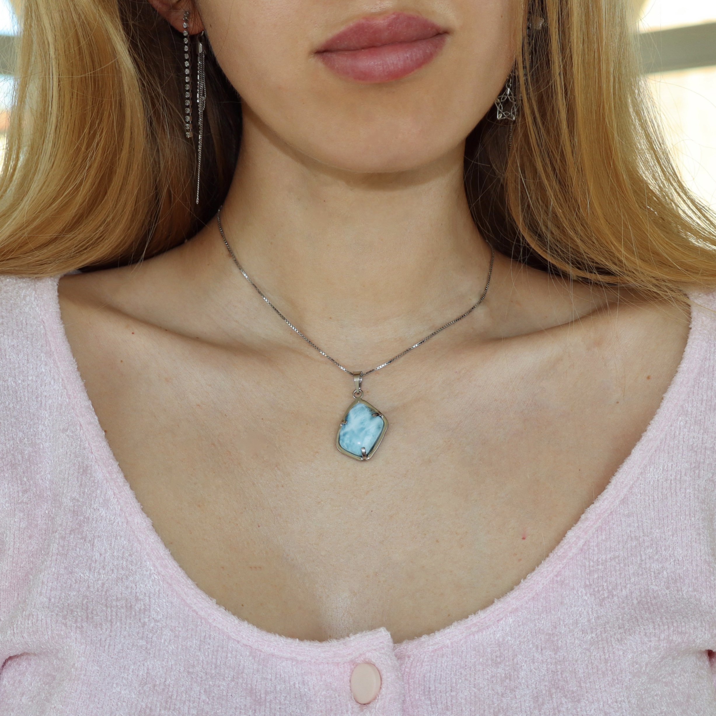 Pendente in Larimar romboidale - immagine 2