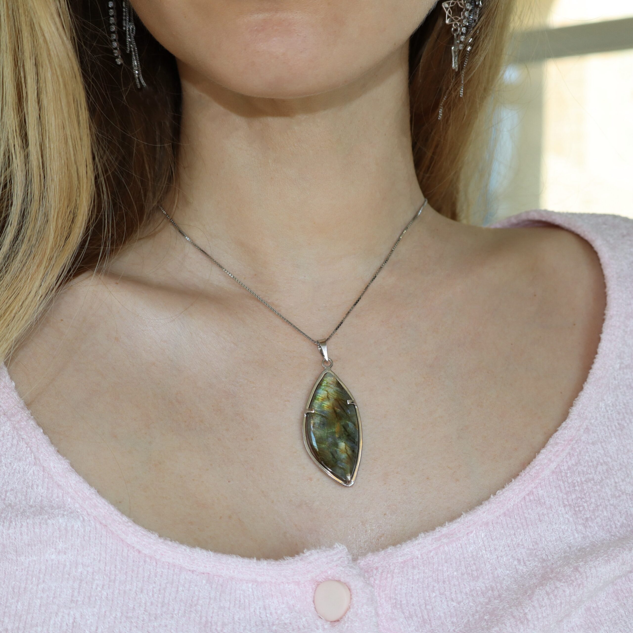 Pendente navette in Labradorite - immagine 2
