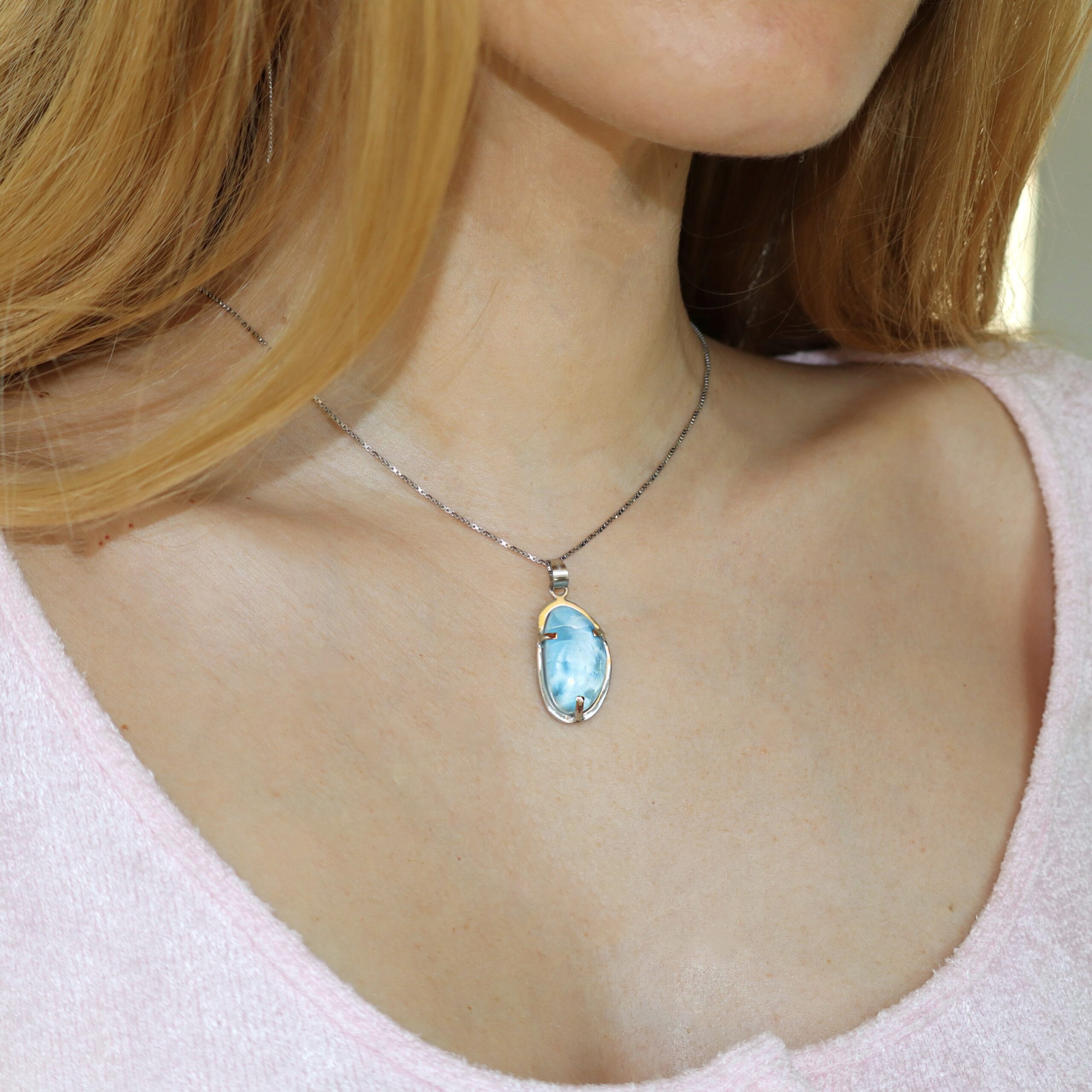 Pendente in Larimar ovale - immagine 2