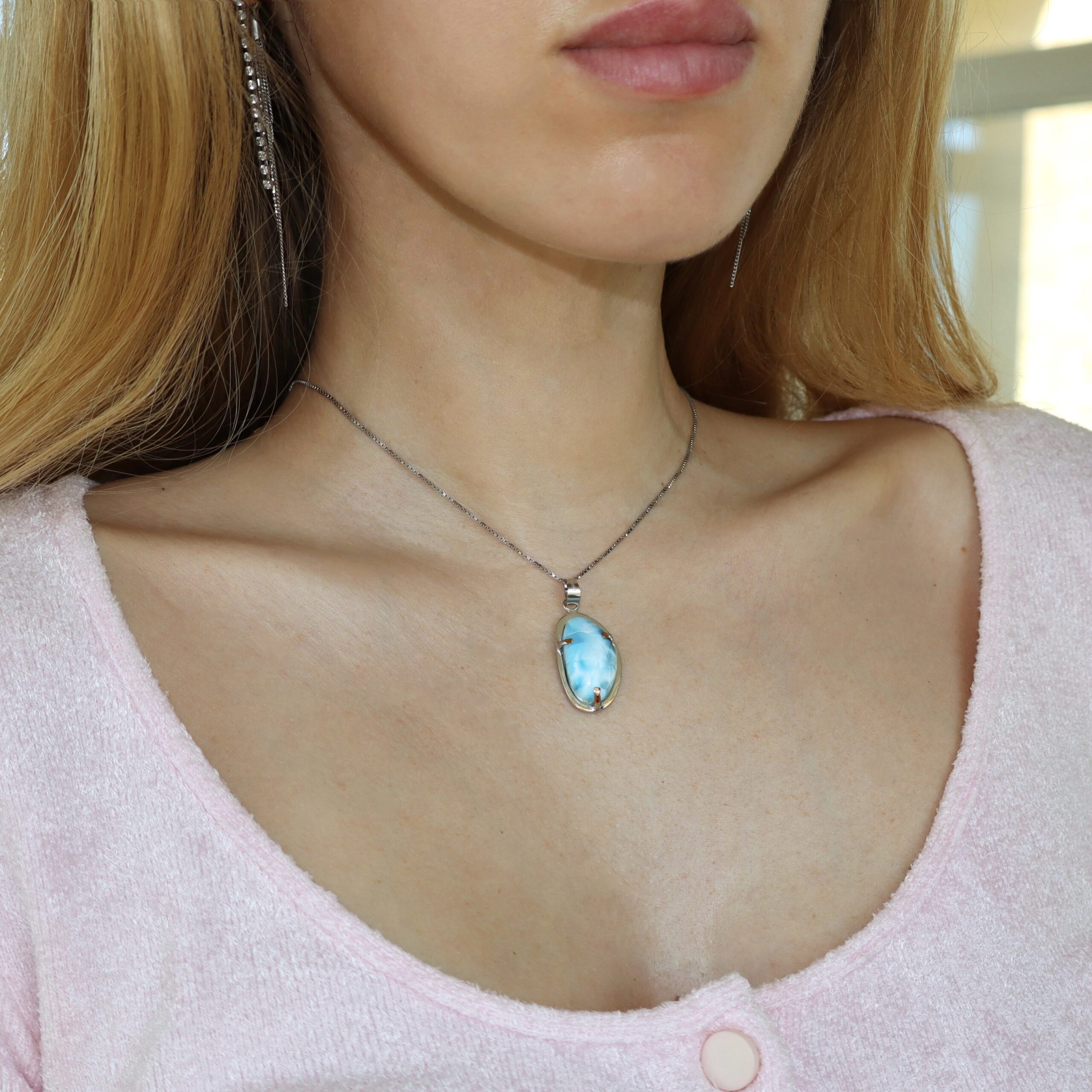 Pendente in Larimar ovale - immagine 3
