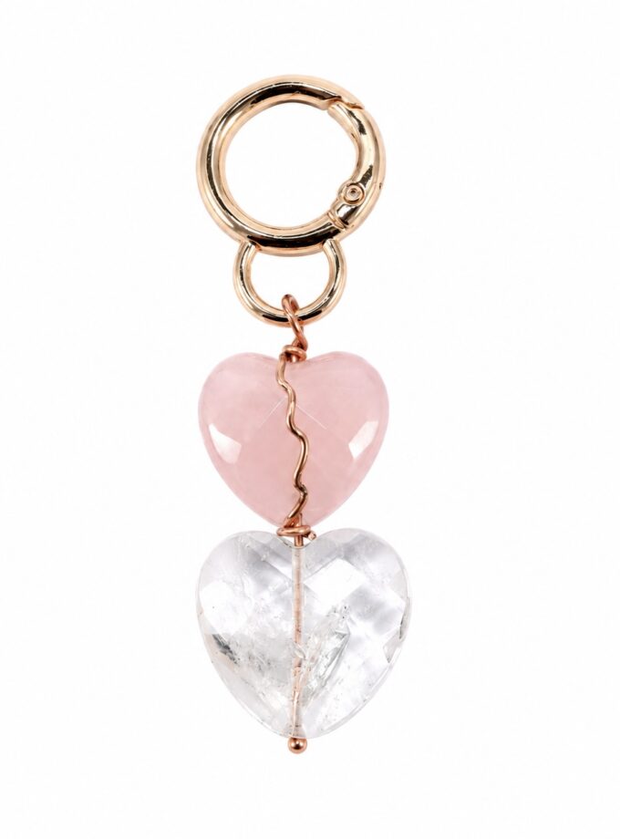 Portachiavi con quarzo rosa e ialino